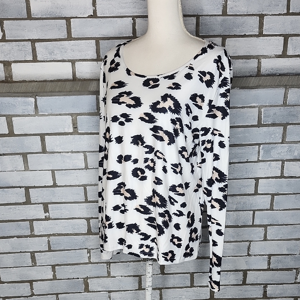 NWT Hope Horizon Stylish Animal Print Long Sleeve Top Size Large Multicolor